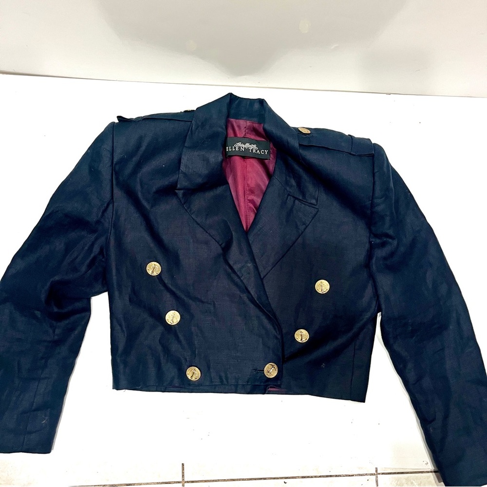 Vintage Navy Double-Breasted Women's Jacket